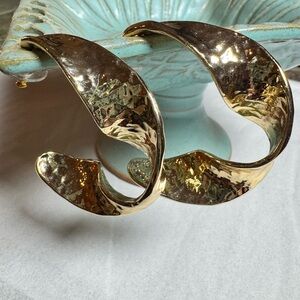 Bold Gold Sculptural Hoop Earrings – Designer Inspired